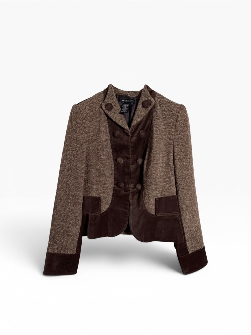 Boston Design Studio Brown Tweed Velvet Blazer 4 Dark Academia Equestrian